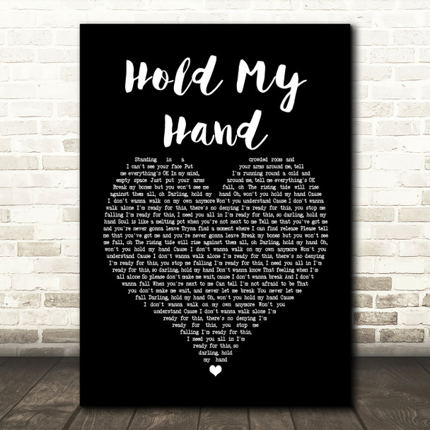 Jess Glynne Hold My Hand Black Heart Song Lyric Framed Print