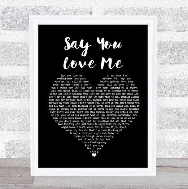 Jessie Ware Say You Love Me Black Heart Song Lyric Framed Print