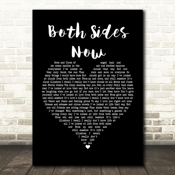 Joni Mitchell Both Sides Now Black Heart Song Lyric Framed Print