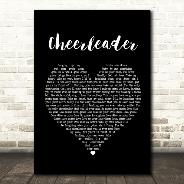 JP Cooper Cheerleader Black Heart Song Lyric Framed Print