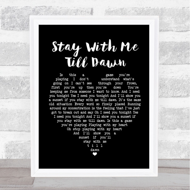Judie Tzuke Stay With Me Till Dawn Black Heart Song Lyric Framed Print
