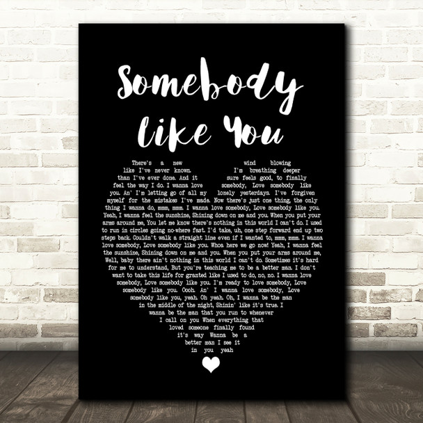 Keith Urban Somebody Like You Black Heart Song Lyric Framed Print