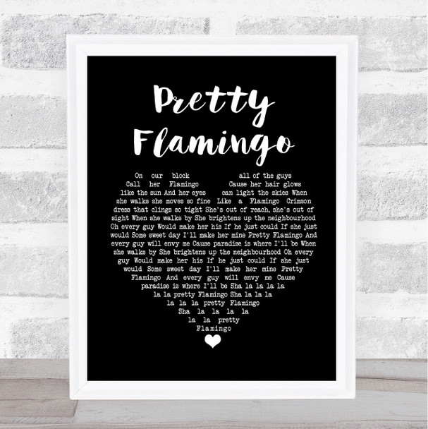 Manfred Mann Pretty Flamingo Black Heart Song Lyric Framed Print