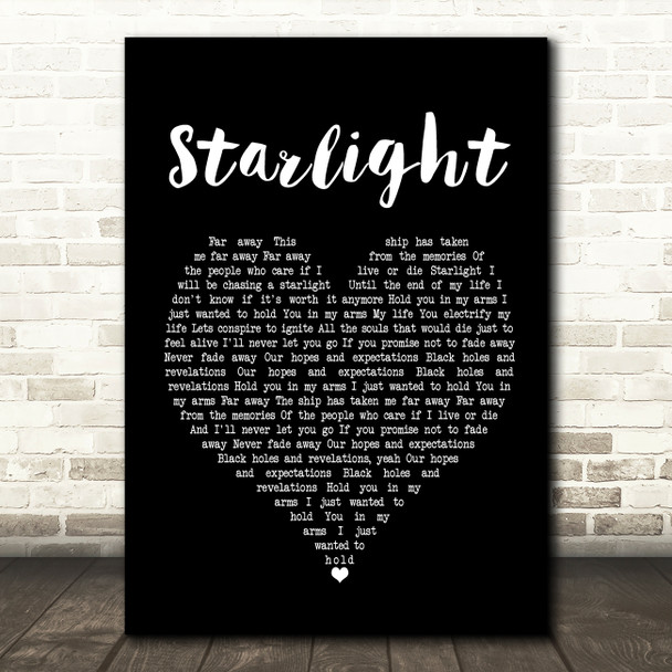 Muse Starlight Black Heart Song Lyric Framed Print