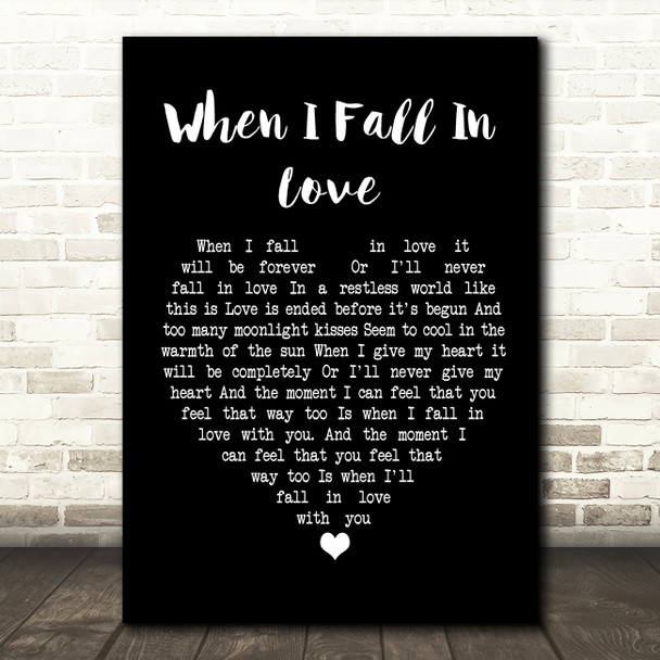 Nat King Cole When I Fall In Love Black Heart Song Lyric Framed Print