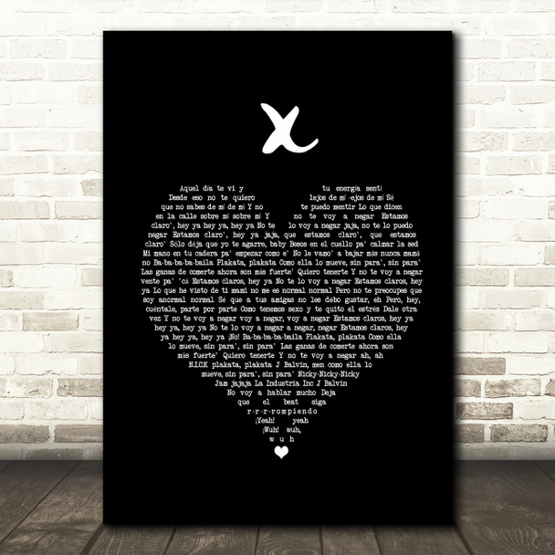 Nicky Jam x J Balvin X Black Heart Song Lyric Framed Print
