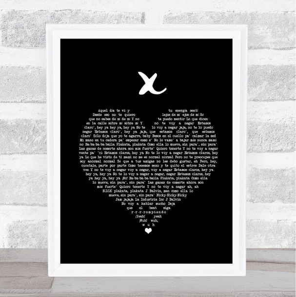 Nicky Jam x J Balvin X Black Heart Song Lyric Framed Print