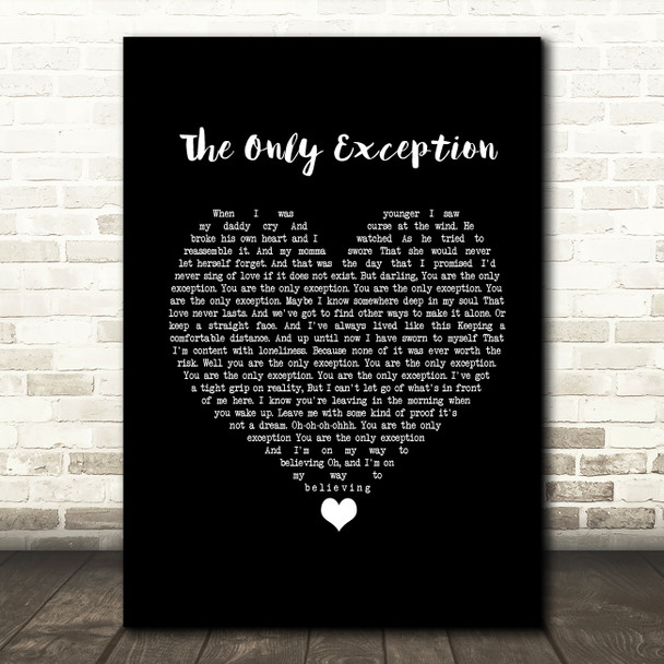 Paramore The Only Exception Black Heart Song Lyric Framed Print