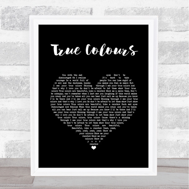 Phil Collins True Colours Black Heart Song Lyric Framed Print