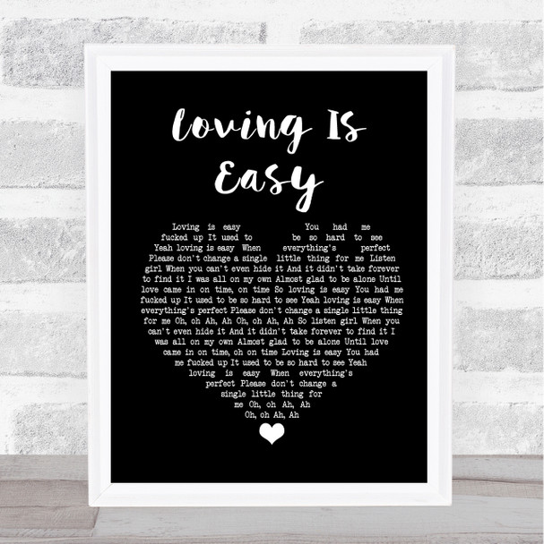 Rex Orange County Loving Is Easy Black Heart Song Lyric Framed Print