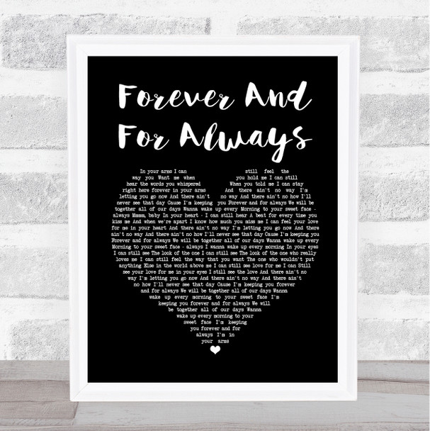Shania Twain Forever And For Always Black Heart Song Lyric Framed Print