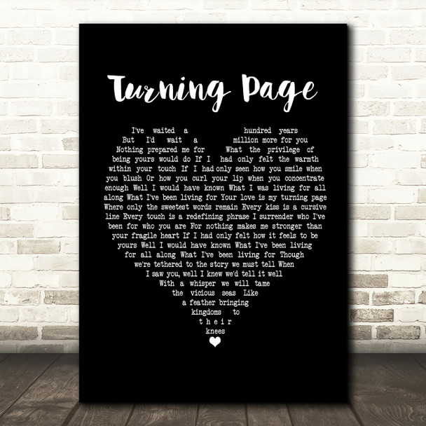 Sleeping At Last Turning Page Black Heart Song Lyric Framed Print