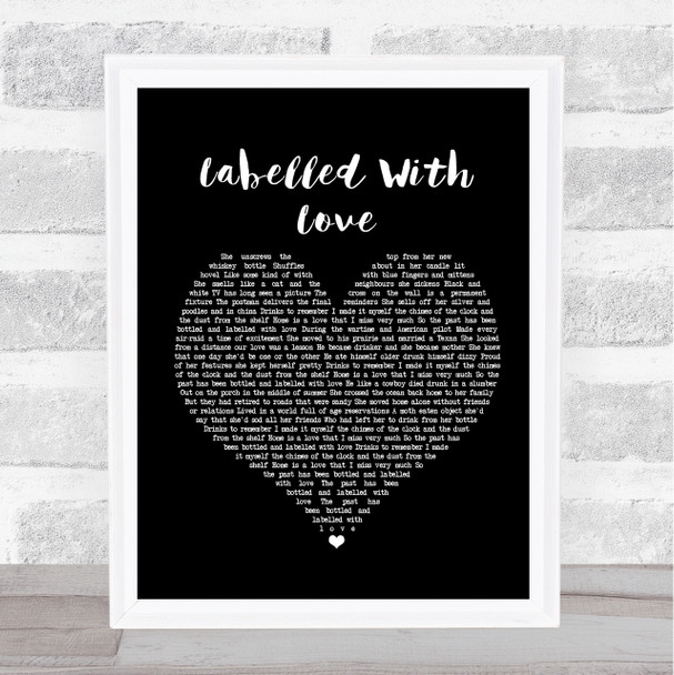 Squeeze Labelled With Love Black Heart Song Lyric Framed Print