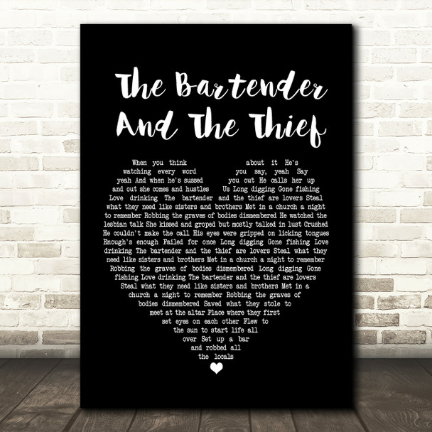 Stereophonics The Bartender And The Thief Black Heart Song Lyric Framed Print