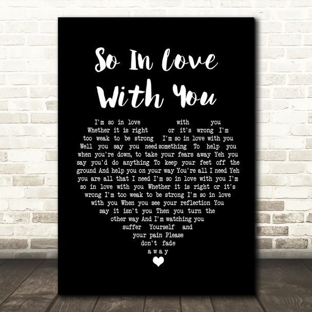 Texas So In Love With You Black Heart Song Lyric Framed Print
