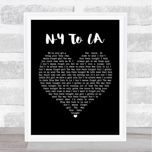 The Hunna NY To LA Black Heart Song Lyric Framed Print