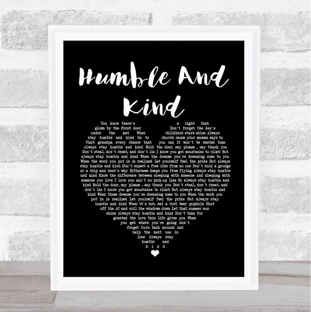 Tim McGraw Humble And Kind Black Heart Song Lyric Framed Print