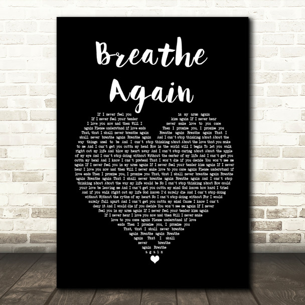 Toni Braxton Breathe Again Black Heart Song Lyric Framed Print