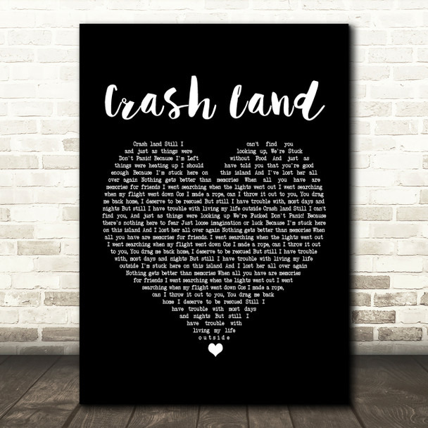 Twin Atlantic Crash Land Black Heart Song Lyric Framed Print