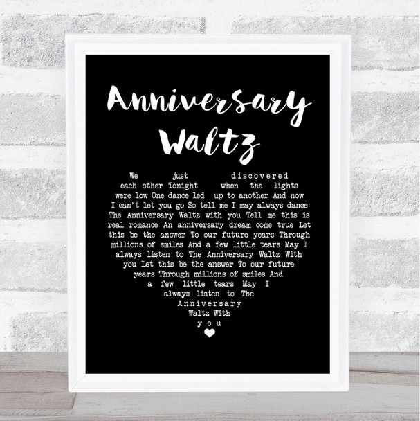 Vera Lynn Anniversary Waltz Black Heart Song Lyric Framed Print