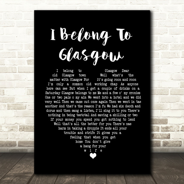 Will Fyffe I Belong To Glasgow Black Heart Song Lyric Framed Print