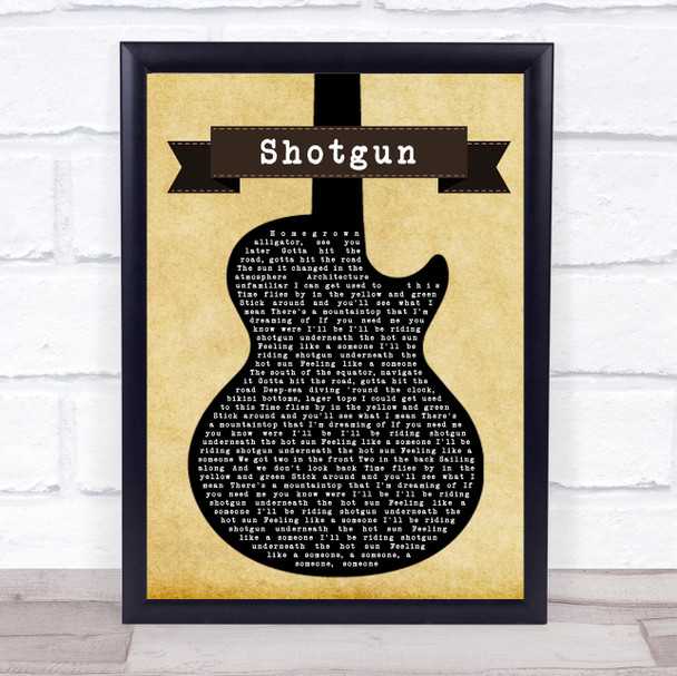 George Ezra Shotgun Black Guitar Song Lyric Framed Print