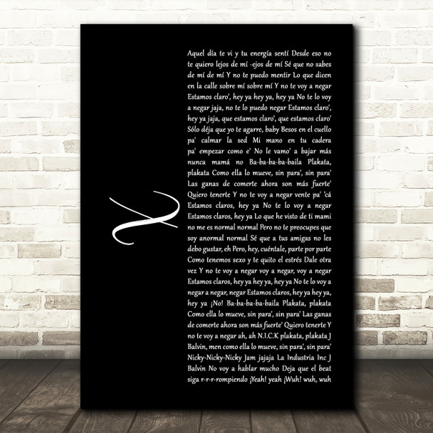 Nicky Jam x J Balvin X Black Script Song Lyric Framed Print