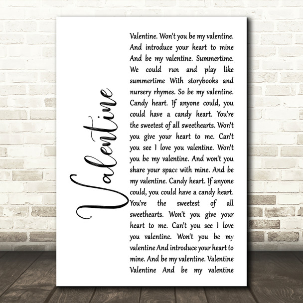 The Beautiful South Valentine White Script Song Lyric Framed Print