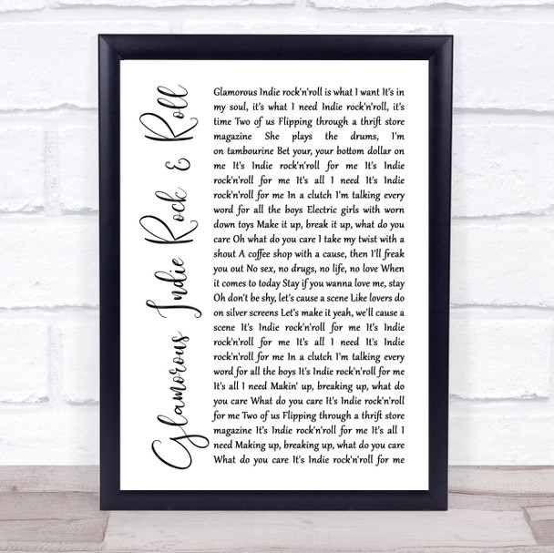 The Killers Glamorous Indie Rock & Roll White Script Song Lyric Framed Print