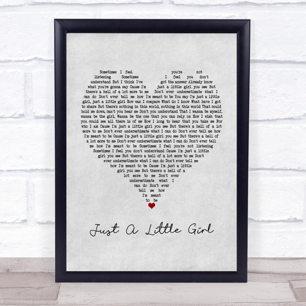Amy Studt Just A Little Girl Grey Heart Song Lyric Framed Print