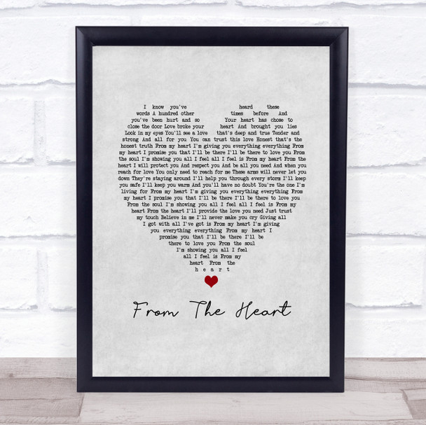 Another Level From The Heart Grey Heart Song Lyric Framed Print