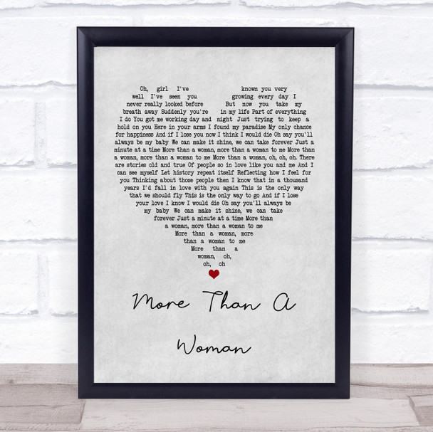 Bee Gees More Than A Woman Grey Heart Song Lyric Framed Print