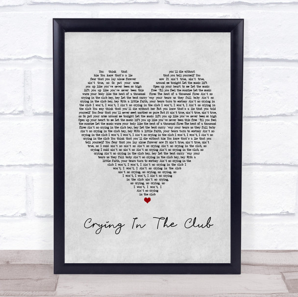 Camila Cabello Crying In The Club Grey Heart Song Lyric Framed Print