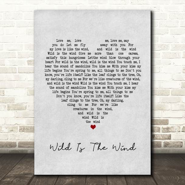 David Bowie Wild Is The Wind Grey Heart Song Lyric Framed Print