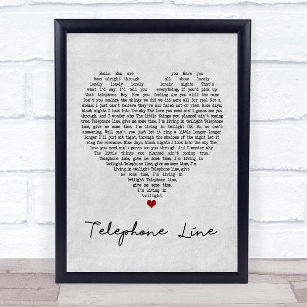 Electric Light Orchestra Telephone Line Grey Heart Song Lyric Framed Print