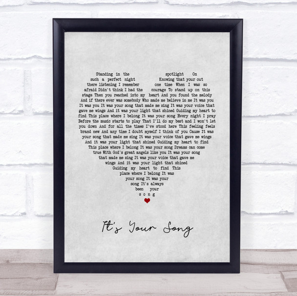 Garth Brooks It's Your Song Grey Heart Song Lyric Framed Print