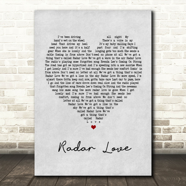 Golden Earring Radar Love Grey Heart Song Lyric Framed Print