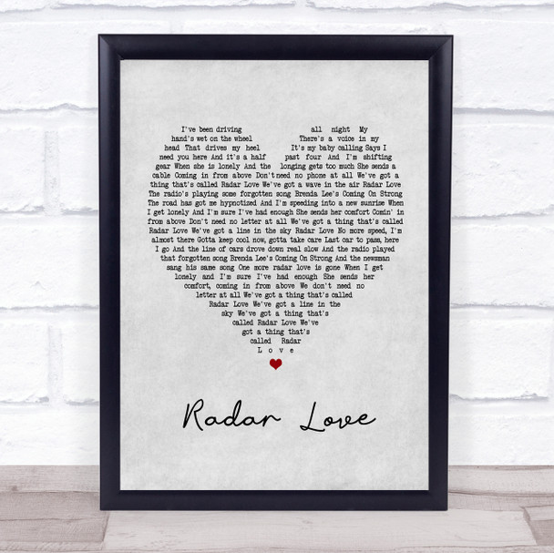 Golden Earring Radar Love Grey Heart Song Lyric Framed Print
