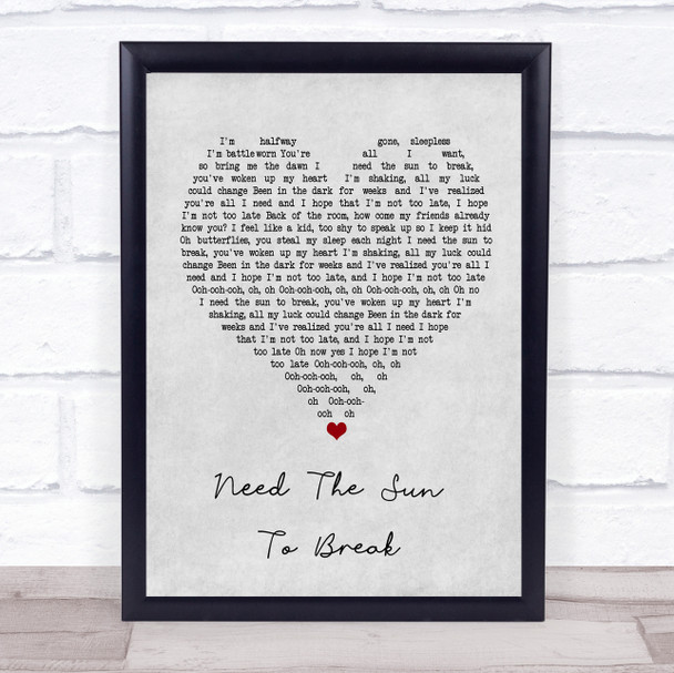 James Bay Need The Sun To Break Grey Heart Song Lyric Framed Print