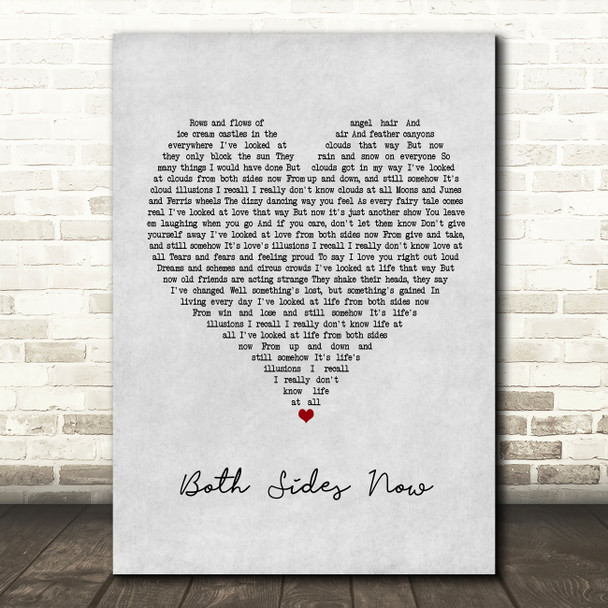 Joni Mitchell Both Sides Now Grey Heart Song Lyric Framed Print