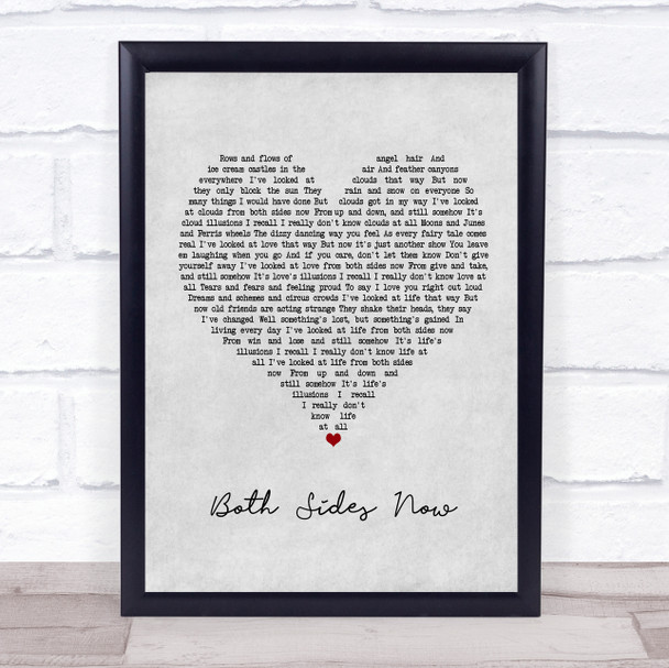 Joni Mitchell Both Sides Now Grey Heart Song Lyric Framed Print