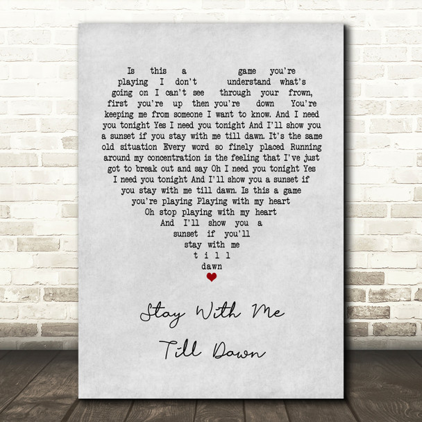 Judie Tzuke Stay With Me Till Dawn Grey Heart Song Lyric Framed Print