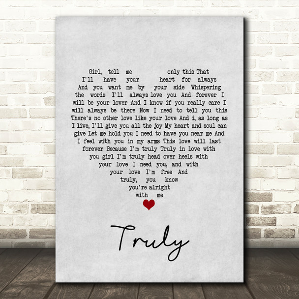 Lionel Richie Truly Grey Heart Song Lyric Framed Print