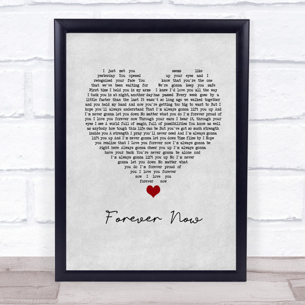 Michael Buble Forever Now Grey Heart Song Lyric Framed Print