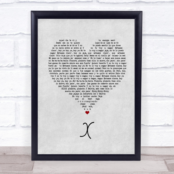 Nicky Jam x J Balvin X Grey Heart Song Lyric Framed Print