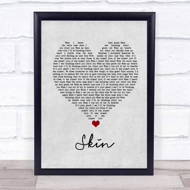 Rag'n'Bone Man Skin Grey Heart Song Lyric Framed Print