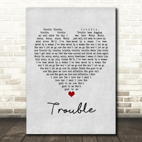 Ray LaMontagne Trouble Grey Heart Song Lyric Framed Print