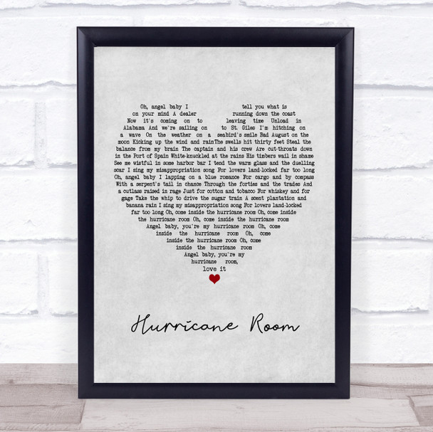 The Blessing Hurricane Room Grey Heart Song Lyric Framed Print