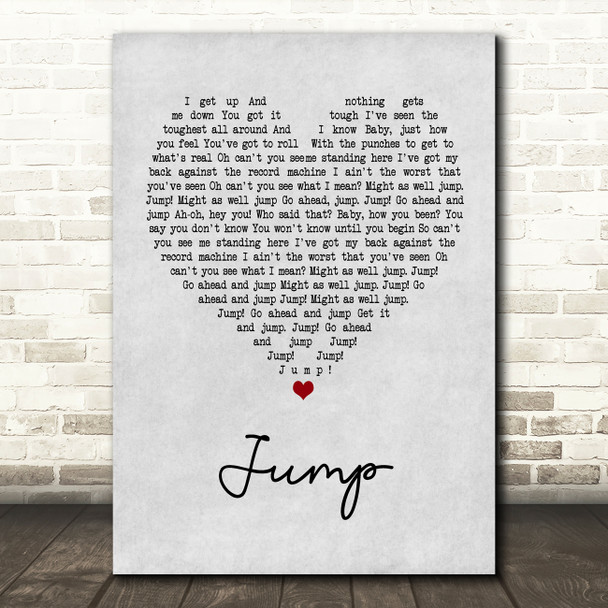 Van Halen Jump Grey Heart Song Lyric Framed Print