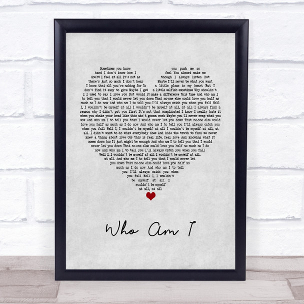 Will Young Who Am I Grey Heart Song Lyric Framed Print